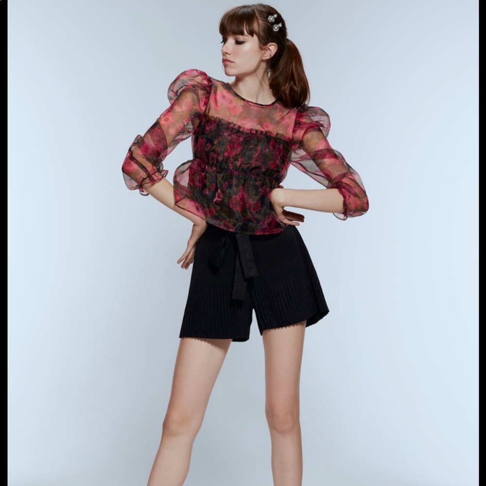 Zara floral organza top